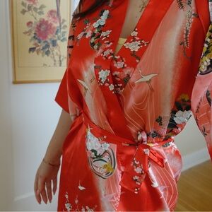 Vintage silky Floral Kimono Robe